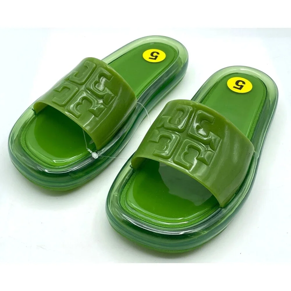 NWT Tory Burch Bubble Jelly Sandals Size 5 Green